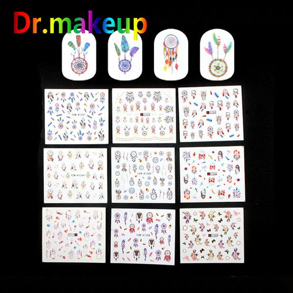 

dr.makeup diy 26 pcs 3d water transfer stickers set dreamcather butterfly nail polish seal sliders manicure nail art decals, Black