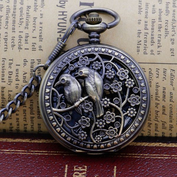 

fashion pocket watch 6 pieces skeleton mechanical hand wind fob watch roman numerals vintage watches pendant unisex, Slivery;golden