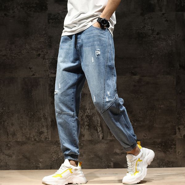 

# 2089 хип-хоп джинсы мужчины сыпучие джинсовые joggers синий рваные джинсы для мужчин повседневный винтажный японский streetwear байкер hom, Blue