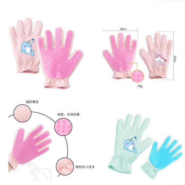 

new carton cute unicorn pet deshedding glove brush pet grooming hair remover mitt enhanced perfect for dog cat