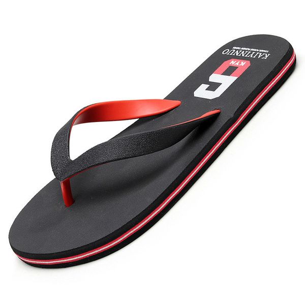 

men slippers summer flat summer men shoes color matching simple beach slippers wild wear non-slip flip flops chanclas, Black