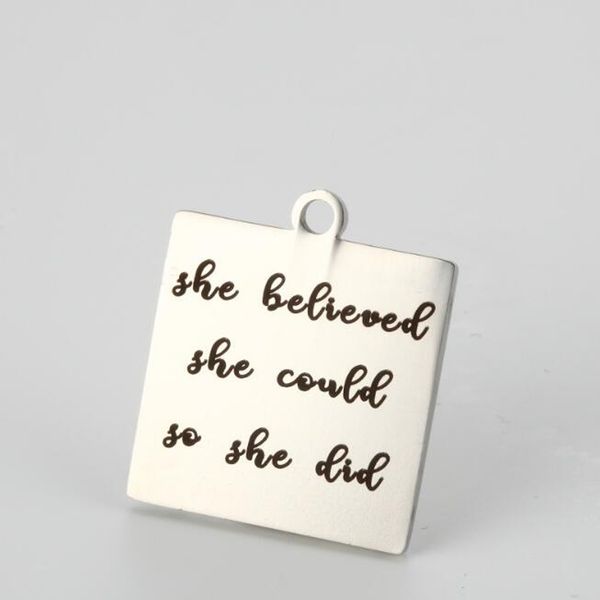 

stainless steel accessories silver keychain square pendant key ring -the believed the could to the did, Blue;slivery