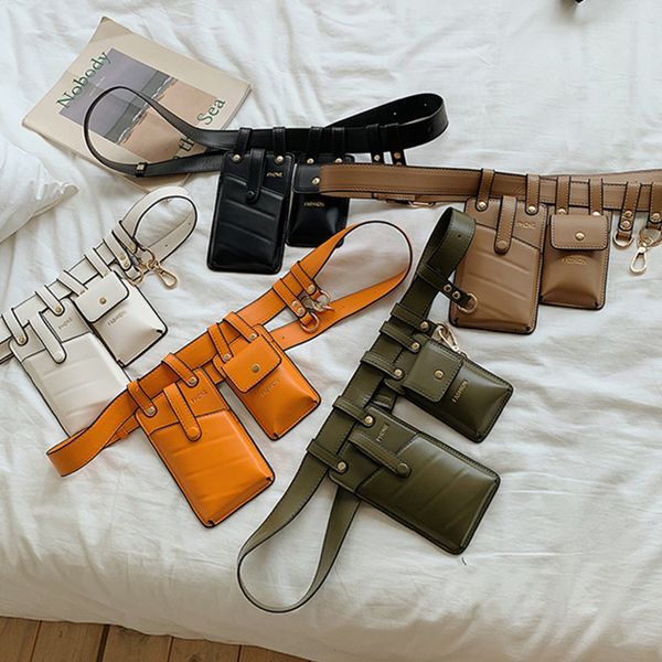 

wenyujh fashion multi-pocket pure leather waist bag casual messenger shoulder bag chest multi-function pockets