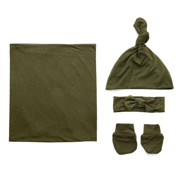 

oeko-tex certificated bamboo & organic newborn swaddle blanket set stretch jersey fabric olive 47" by 47