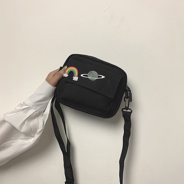 

женщины холст сумка симпатичные вышивки planet сумка student повседневный crossbody для девочек # t10