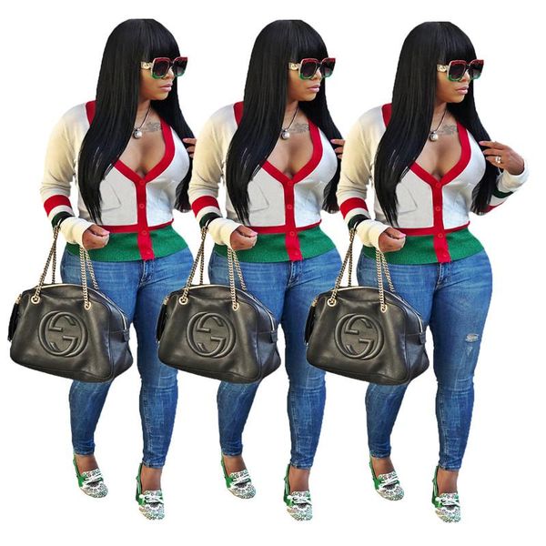 

глубокий v шеи кардиган полосатые женщин топы с длинным рукавом sexy ladies tshirts с карманами женский одежда, White