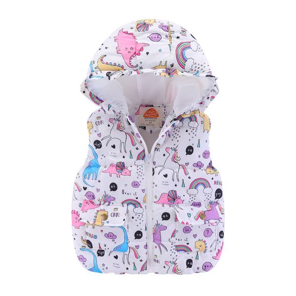 

cute toddler girl unicorn vest hooded puffer clothes animal pattern winter, Camo