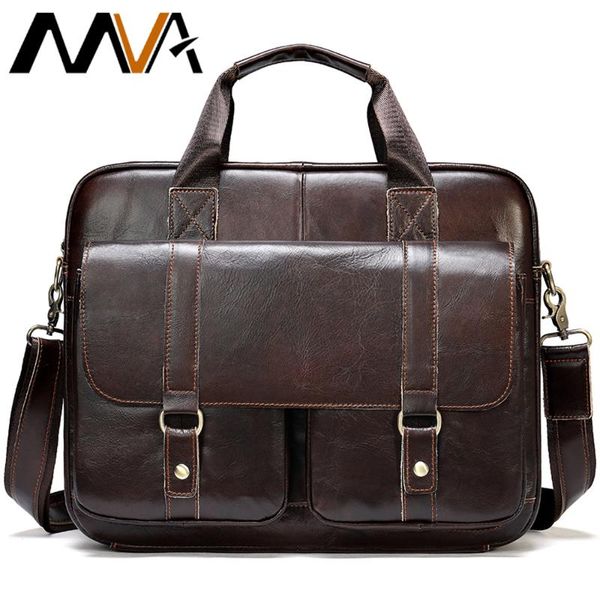 

mva men briefcase genuine leather lapbag men business mens briefcases messenger bags office handbag for 14 inch lap7804