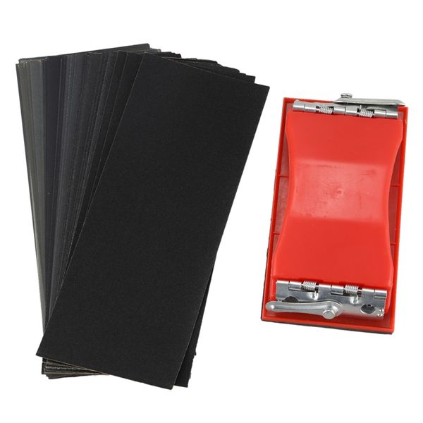 

42 pcs dry and wet sandpaper sponge handle sanding sheets sandpaper block kit for wood furniture finishing glass metal sanding a