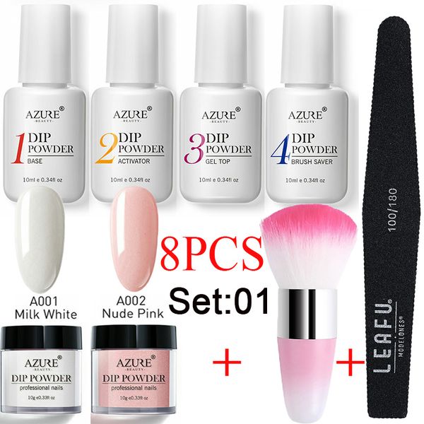 

8Pcs/Lot Dipping Powder Set Nail Art Brush Tools Manicure Tools Soak Off Base Top Coat Activator Brush Saver Kits