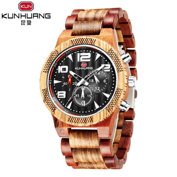 

2019 fashion quartz watch men's multifunctional exercise luminous watch men wristwatch bamboo wood relogio masculino, Slivery;brown