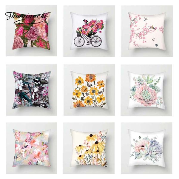 

fuwatacchi oil painting flowers cushion covers rose sunflower pillow covers for home chair sofa art floral pillowcases 2019