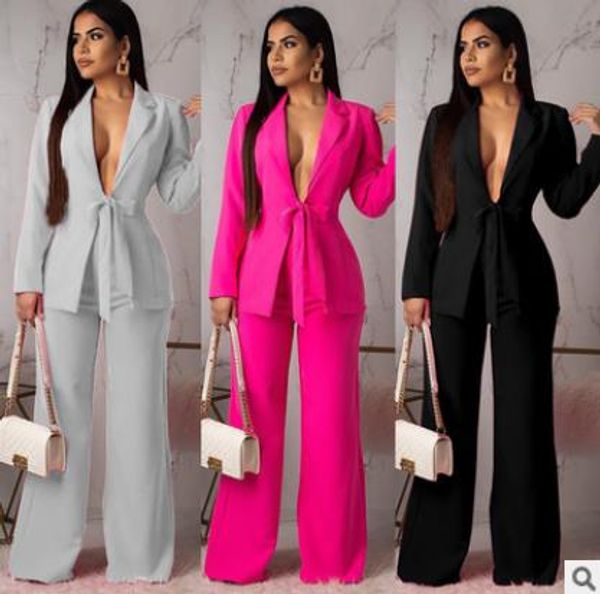 

New bow tie blazer uit olid imple women pant uit two piece et lim jacket long pant female lady uit