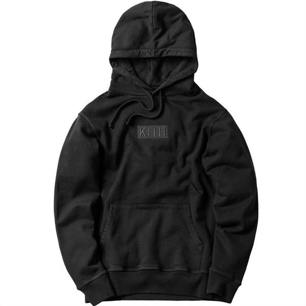 

kith men women hoodies loose casual streetwear kanye west fear of god harajuku box logo hip hop casual hoody sweatshirts, Black