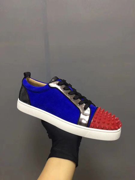 

т-качество шипы 2 белая кожа мужчины, женщины шпильки красное дно кроссовки мода человек красный единственный спорт роскошь повседневная ход, Black