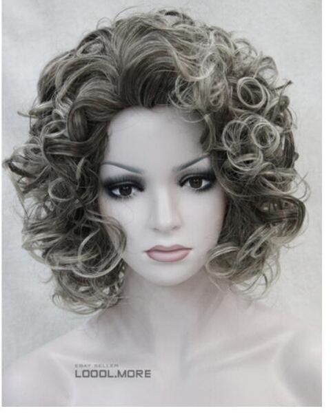 Dark Brown Light Gray Mixed Women Ladies Fluffy Hivision