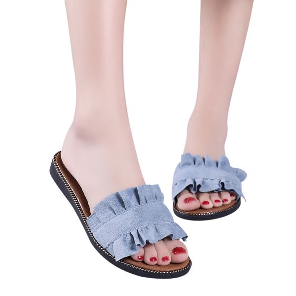 

2121 nice casual slipper solid color indoor outdoor womens slippers zapatos mujer ladies slip on sliders, Black
