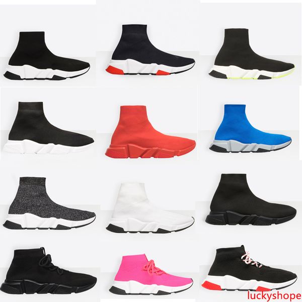 

2019 designer men women speed trainer luxury sock shoes black white red glitter flat fashion mens trainers runner size 36-45
