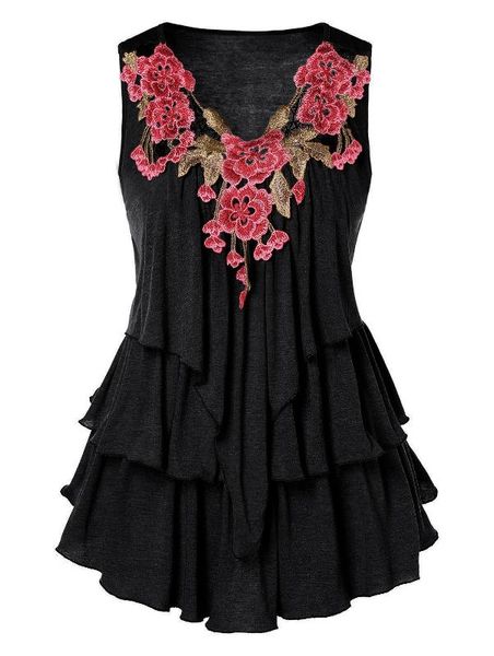 

rose gal плюс размер вышитые tank top summer layer sexy кружева жилет женский футболка streetwear top mujer camis мундир tee, White