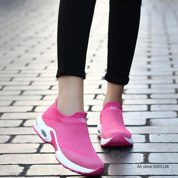 

women flat shoes summer slip on platform sneakers for women black breathable mesh sock sneakers shoes xxz76