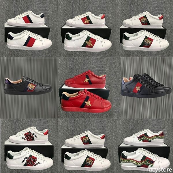 

luxury shoes for men women vintage ace sneakers triple black white red leather casual shoes flat bottom skate sports trainers shoes 2020