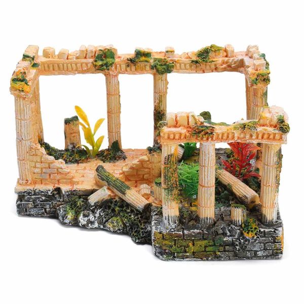 

artificial aquarium decorations resin ancient roman ruins ornament for aquarium fish tank decoration terrarium 23*16*12.5cm