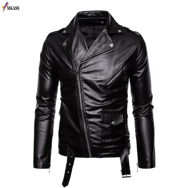 

2019 men's pu leather jacket men black winter autumn fashion mens street style turn-down collar motorcycle bomber men coats