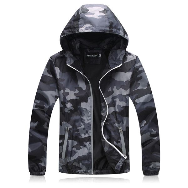 

men's fashion camouflage jacket slim jacket, gray camouflage uniform, multi-style jacket, men's windbreaker hooded bomber jacket, Black;brown