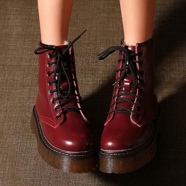 

sagace size 35-40 chunky motorcycle boots for women autumn 2019 3 colors snow warm combat boots ladies shoes, Black