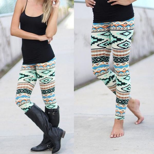 

fashion women fashion leggings skinny geometric print stretchy pencil pants leggings yoga pants casual slim trousers, White;red