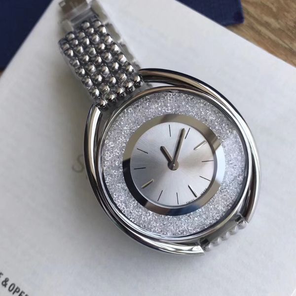 

new fashion style women watch full diamond lady steel chain wristwatch luxury quartz clock leisure fashion designer watch, Slivery;brown