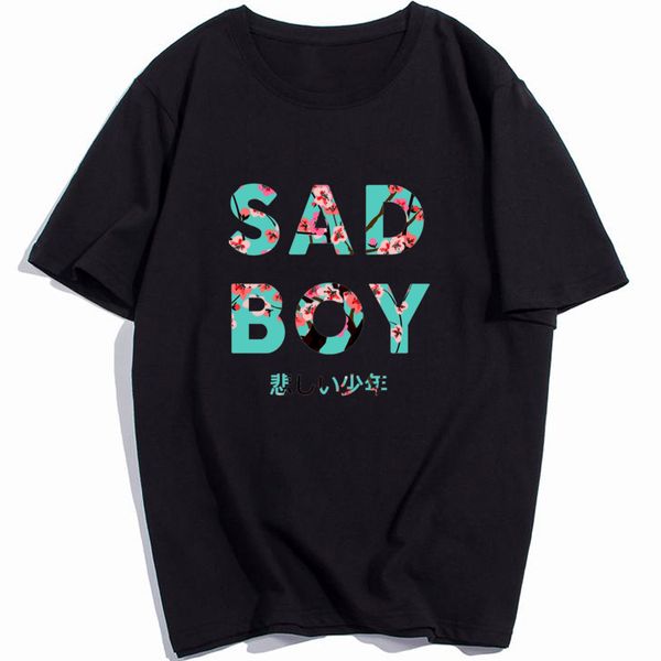 

vaporwave sad boy t shirts for men arizona iced tea aesthetic print novelty t shirt crew neck tees, White;black