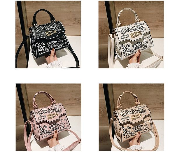 

fashion women's shoulder bag european and american style graffiti handbags trend hand bag shoulder sloping wild casual bag
