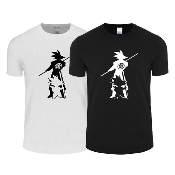 

mens summer t shirts japan anime dragon ball z super saiyan fluorescent son goku mens fashion designer t shirt short sleeve s-3xl, White;black