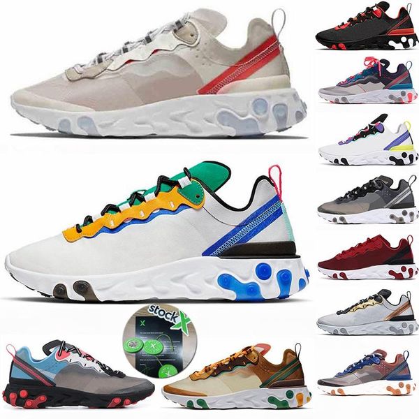 

stock x react 55 87 element undercover run sports shoes for men women bred tour green sail light bone epic trainers earth sneakers zapatos