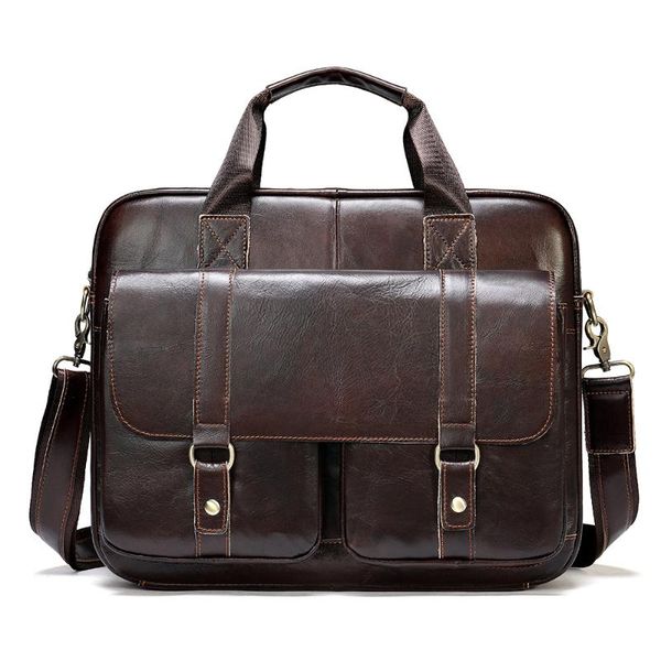 

2020 new luxury 100% cow genuine leather business men's briefcase male briefcase shoulder bag men messenger lapcomputer bag