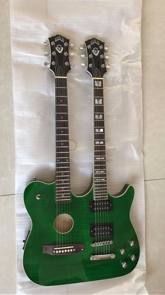

double neck green, 6+ 6 string electric guitar, custom offer