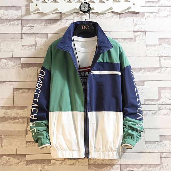 

spring vintage men jackets autumn retro windbreaker jacket men streetwear hip hop patchwork color bomber jackets coats, Black;brown