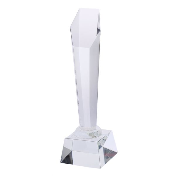 

crystal quartz 29cm hexagon cant trophy award for soprts competition winner running pants, Black;blue