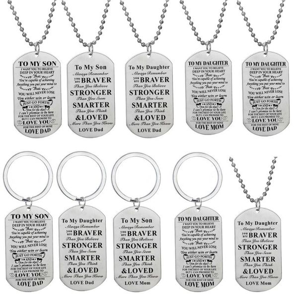

dog tag to my son daughter necklaces i want you to believe love dad mom pendant family necklace stainless steel accessories hot, Silver
