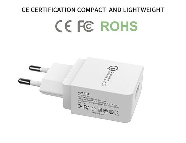 

5v qc 3.0 fast quick charge 1 usb port eu us plug travel wall charger adapter