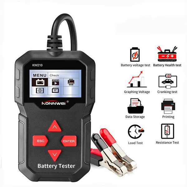 

konnwei kw210 automatic smart 12v car battery tester auto battery analyzer 100 to 2000cca cranking car battery-tester