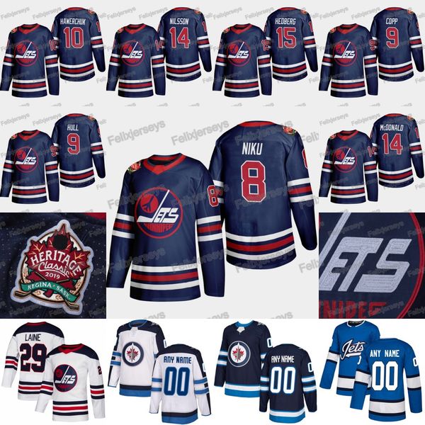 

8 sami niku 2019 heritage classic winnipeg jets 15 anders hedberg ulf nilsson ab mcdonald dale hawerchuk bobby hull andrew copp jersey, Black;red