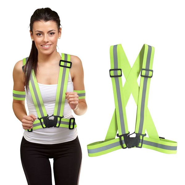 

new women men adjustable safety security high visibility reflective vest gear lightweight stripes jacket night running, Black