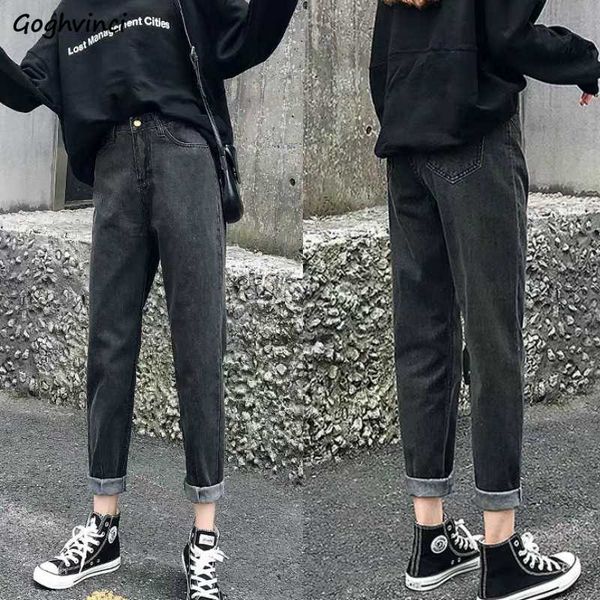 

high waist jeans women solid chic all-match streetwear womens plus size 3xl elegant slim stylish teens korean style, Blue