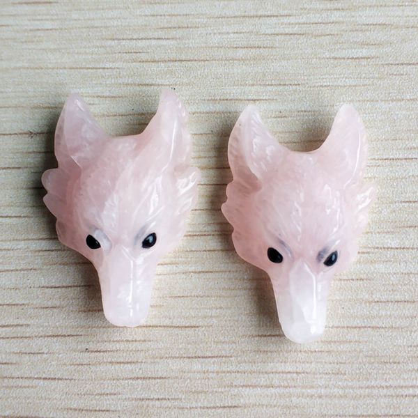 

wholesale 2pcs/lot fashion natural stone pink carved wolf head shape pendants for necklace jewelry making ing, Silver
