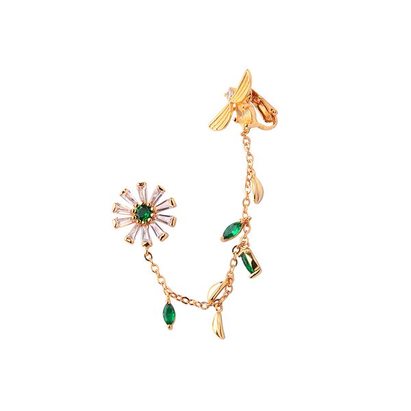 

romantic drop earring fashion new arrival zircon copper flower single earring for women appointment date gift jewelry, Silver