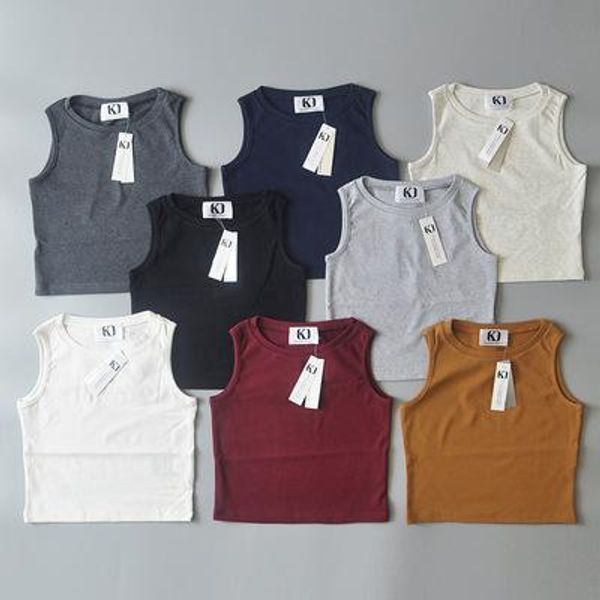 

2019 basic style women casual bottom cotton blend short crop summer vest tank in bulk silm short camisole for ladies, White