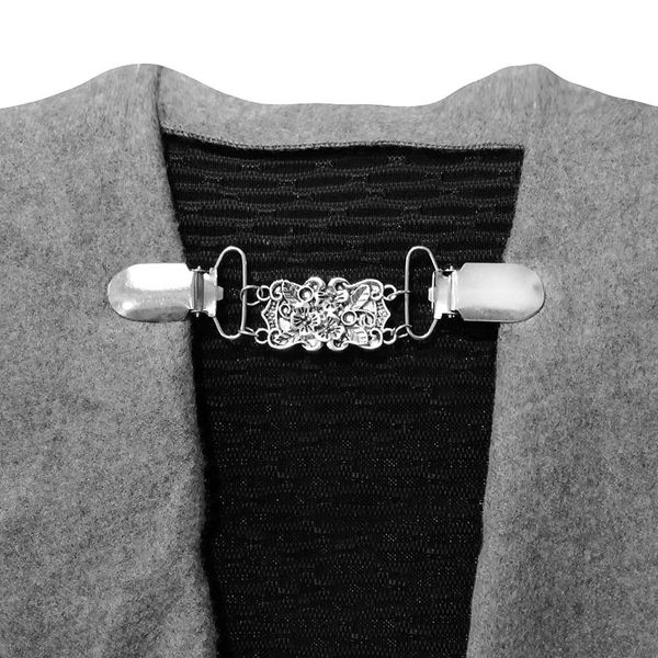 

5pcs/set vintage women cardigan collar clip flower dress shawl clasp decoration new, Silver;golden