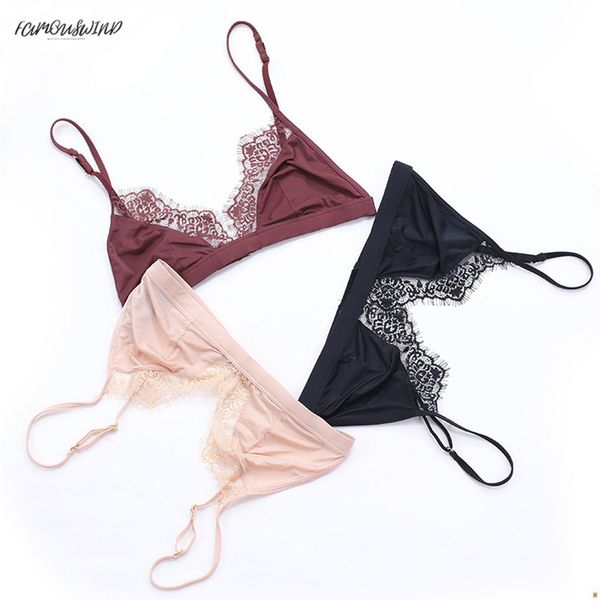 

underwear women one-piece ultra bra soft cup eyelashes seamless thin bralette lace brassier girl comfortable lingerie, Red;black